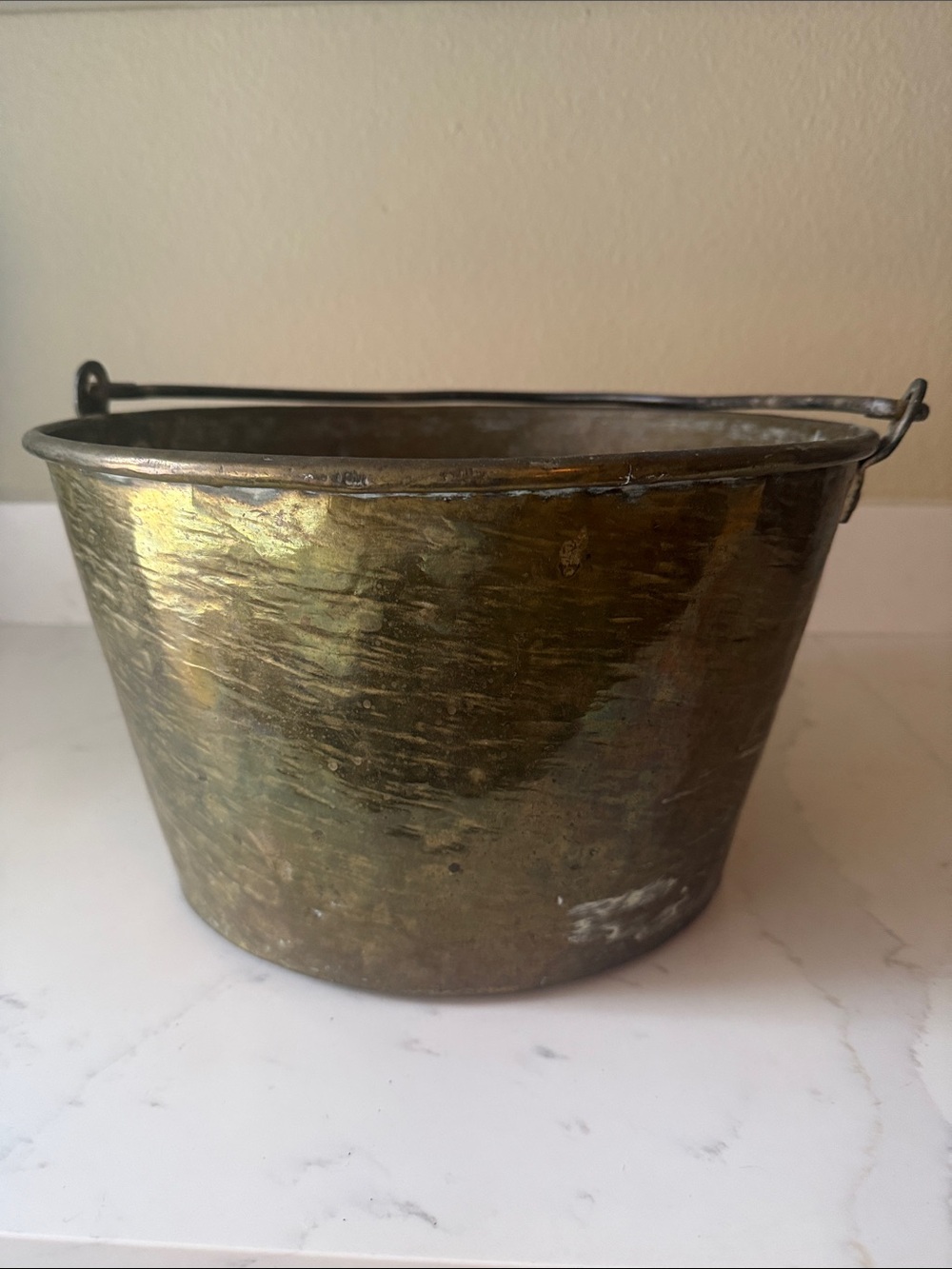 Vintage Brass Bucket with Handle As Is